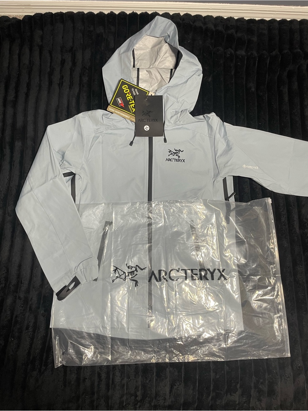 Arc'teryx Hooded Rain Jacket in Light Gray